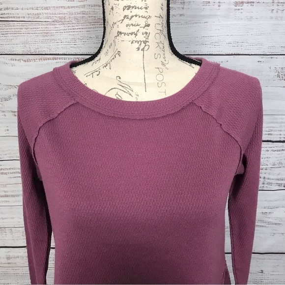 Free People Womens Long Sleeve Top Thermal Knit Purple Relaxed Fit - Picture 5 of 6